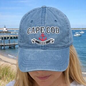 Cape‎ Cod Anchor 1602 Baseball Cap Blue Washed Denim Adj. Nautical Coastal Beach